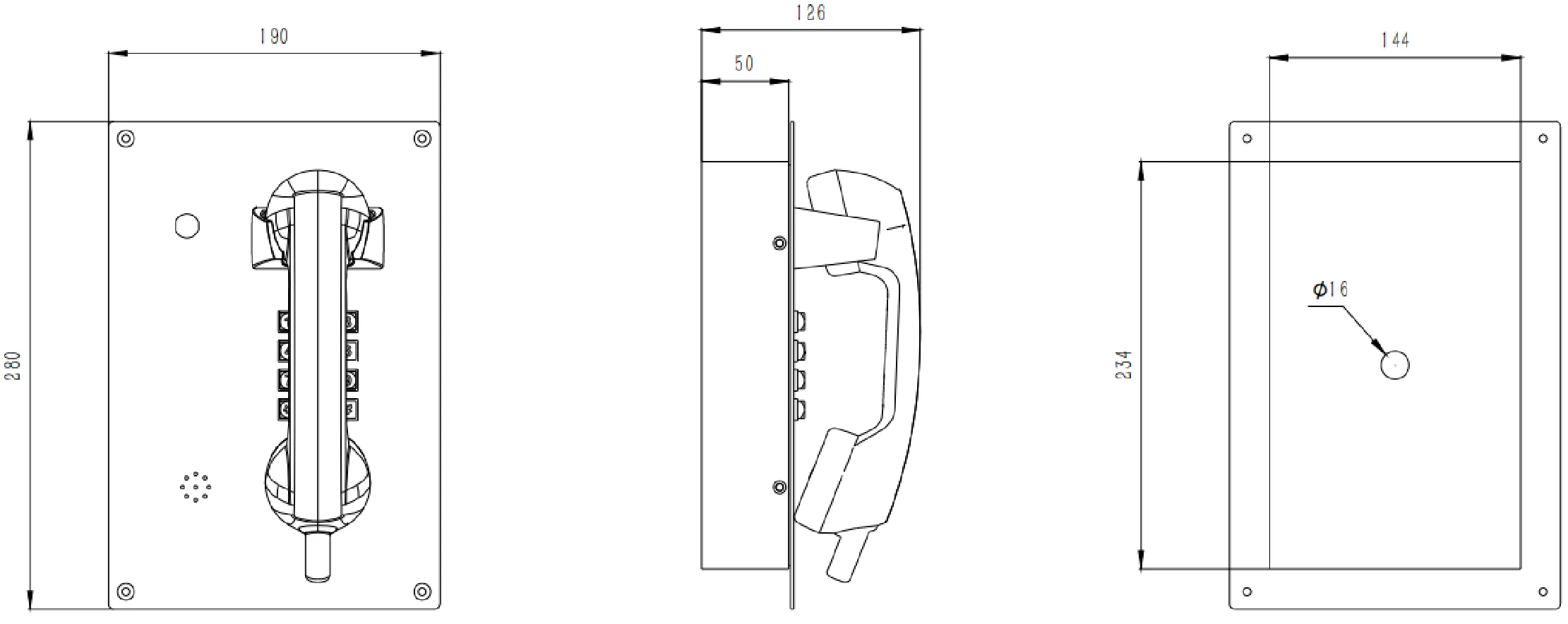 JR208-FK-SIP Dimensions