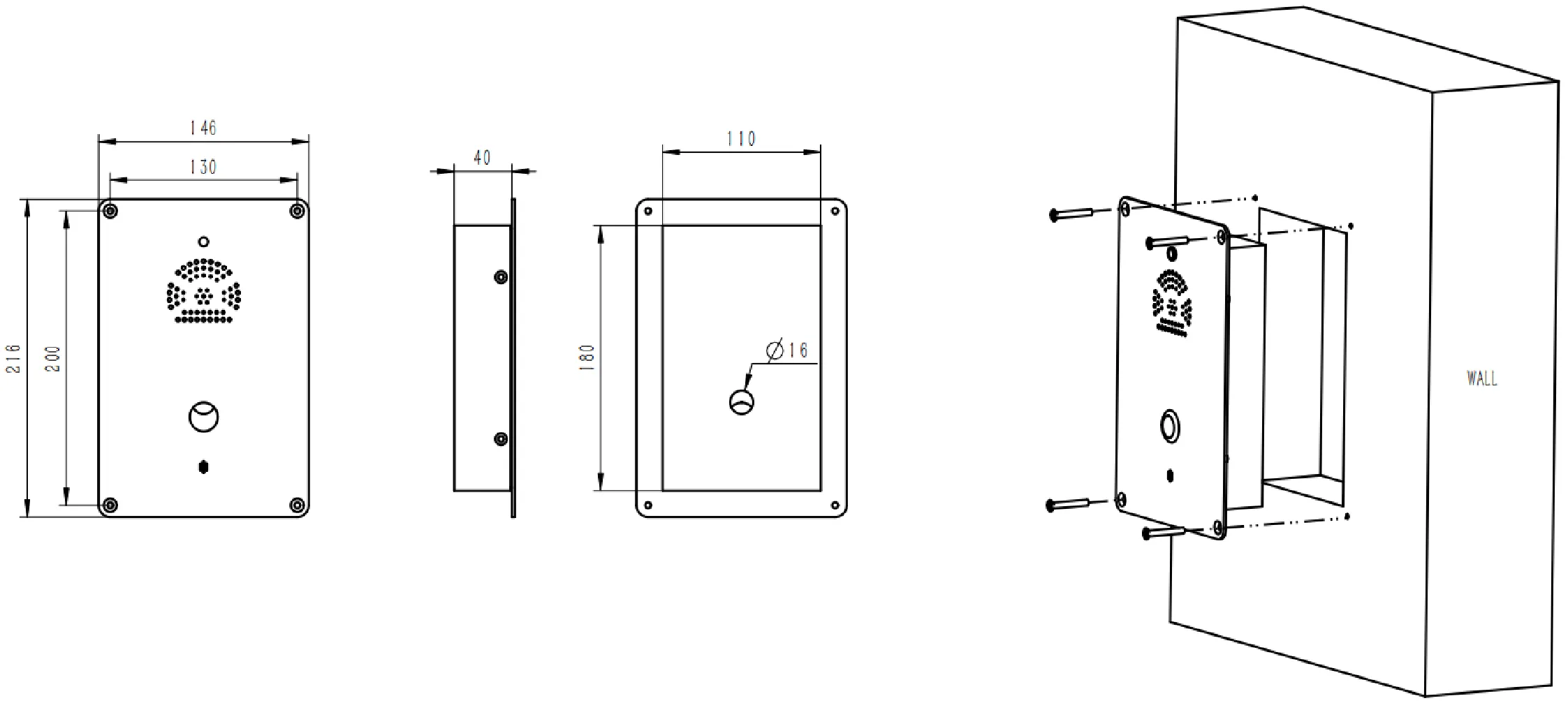JR301-SC-IW-4G Dimensions
